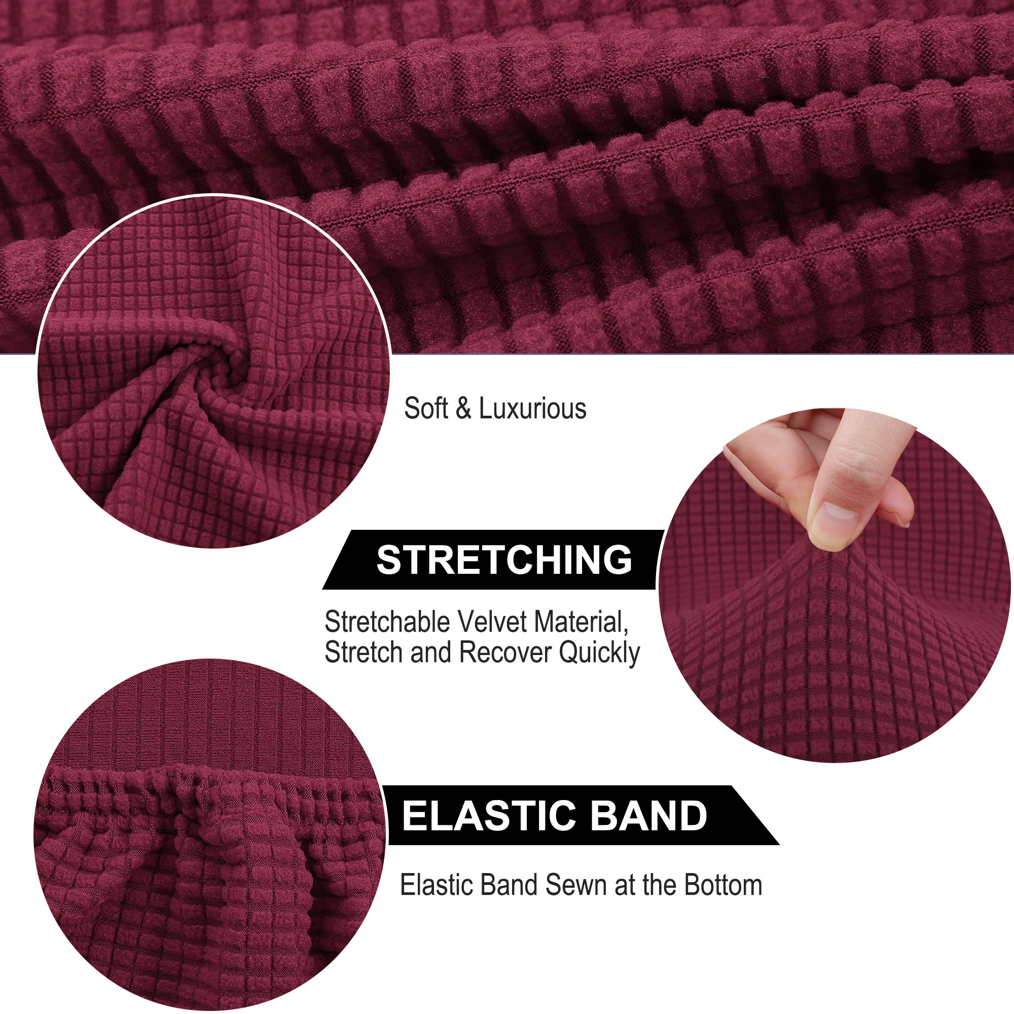 Unique Bargains Knit Spandex Seat Cover for Dining Chair Slipcovers Burgundy