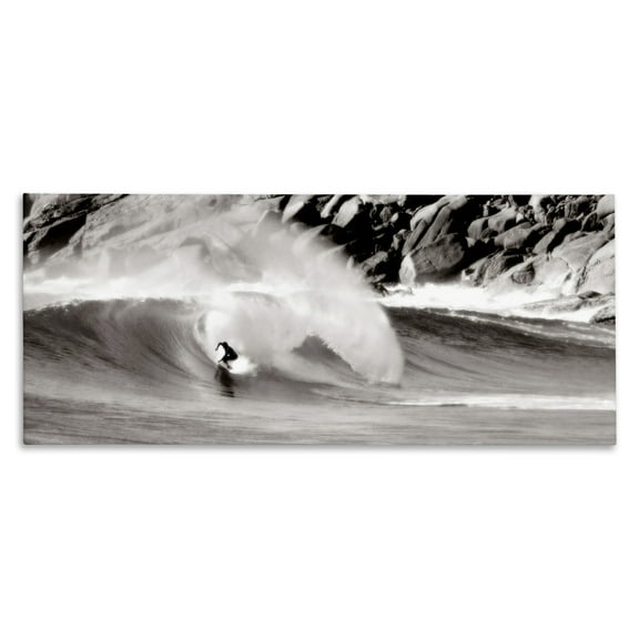 Stupell Industries Surfing Reef Break Coastal Photography Gallery Wrapped Canvas Art Print Wall Art, 24 x 10