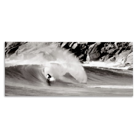 Stupell Industries Surfing Reef Break Coastal Photography Gallery Wrapped Canvas Art Print Wall Art 24 x 10