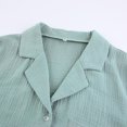 thumbnail image 4 of Revers Chemise + Short Camisa de solapa para mujer + Pantalones cortos Camisa de manga corta de algodón casual + Conjunto de pantalones cortos (Verde M) Cgtredaw para Mujer Verde T L, 4 of 9