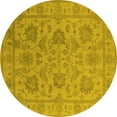 thumbnail image 1 of Ahgly Company Machine Washable Indoor Round Oriental Yellow Industrial Area Rugs, 5' Round, 1 of 4