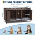 thumbnail image 3 of 47.3” Large Double Cat Litter Box Enclosure Furniture - Hidden Rattan Cabinet with Removable Mat & 2 Hooks for 2 Cats, 3 of 9