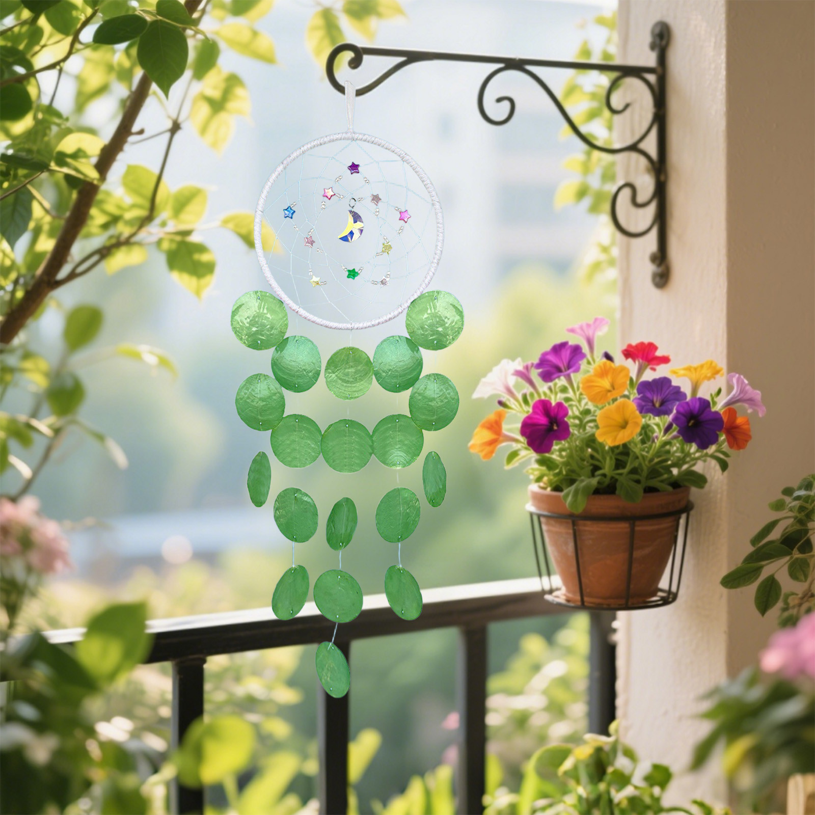Specollect 2 Pcs Handmade Wind Chime Kit, Wooden Beads & Shells, Soothing Sound, Craft Decor for Home Garden Balcony Window, Teacher Gift, Housewarming