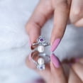 thumbnail image 5 of Freshwater Pearl Floral Ring for Women with Amethyst, Cocktail Ring, 18K White Gold, US 3.50, 5 of 8