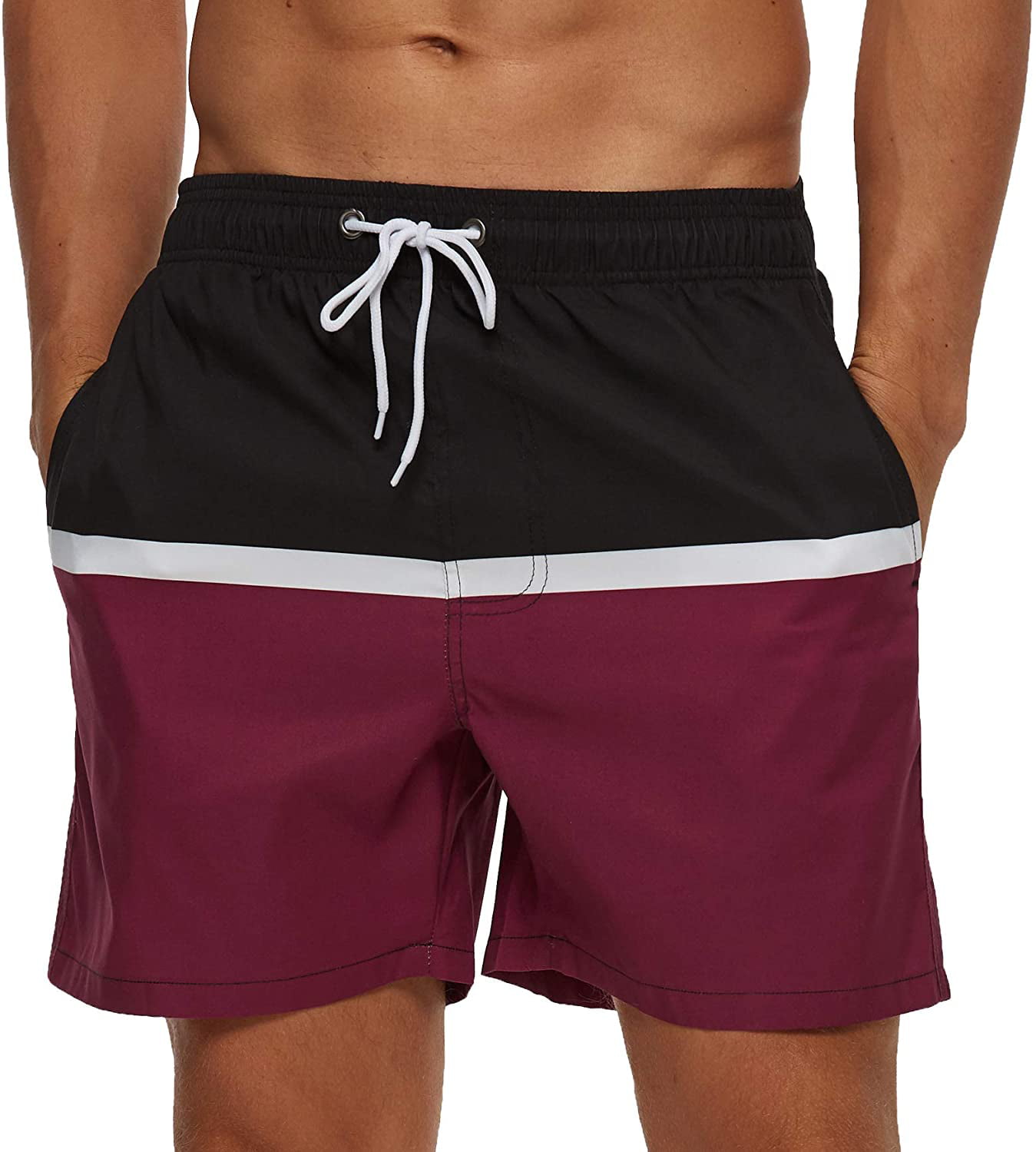 SILKWORLD Men's Swim Trunks Quick Dry Beach Shorts with Pockets 