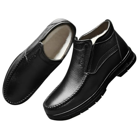 

jsaierl Men s Cotton Shoes Men s Plus Velvet Winter Warm High-top Men s Shoes Cold-proof Leather Snow Boots Men s Shoes