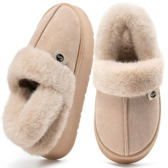 Ecetana Women's Slippers Fuzzy Memory Foam Warm Slippers for Women Slip On House Shoes