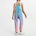 thumbnail image 5 of Sakmal Sleeveless One Piece Jumpsuits for Women Plus Size Blue Workout Overalls Straight Leg Long Gradient V Neck Pants with Pockets, 5 of 7
