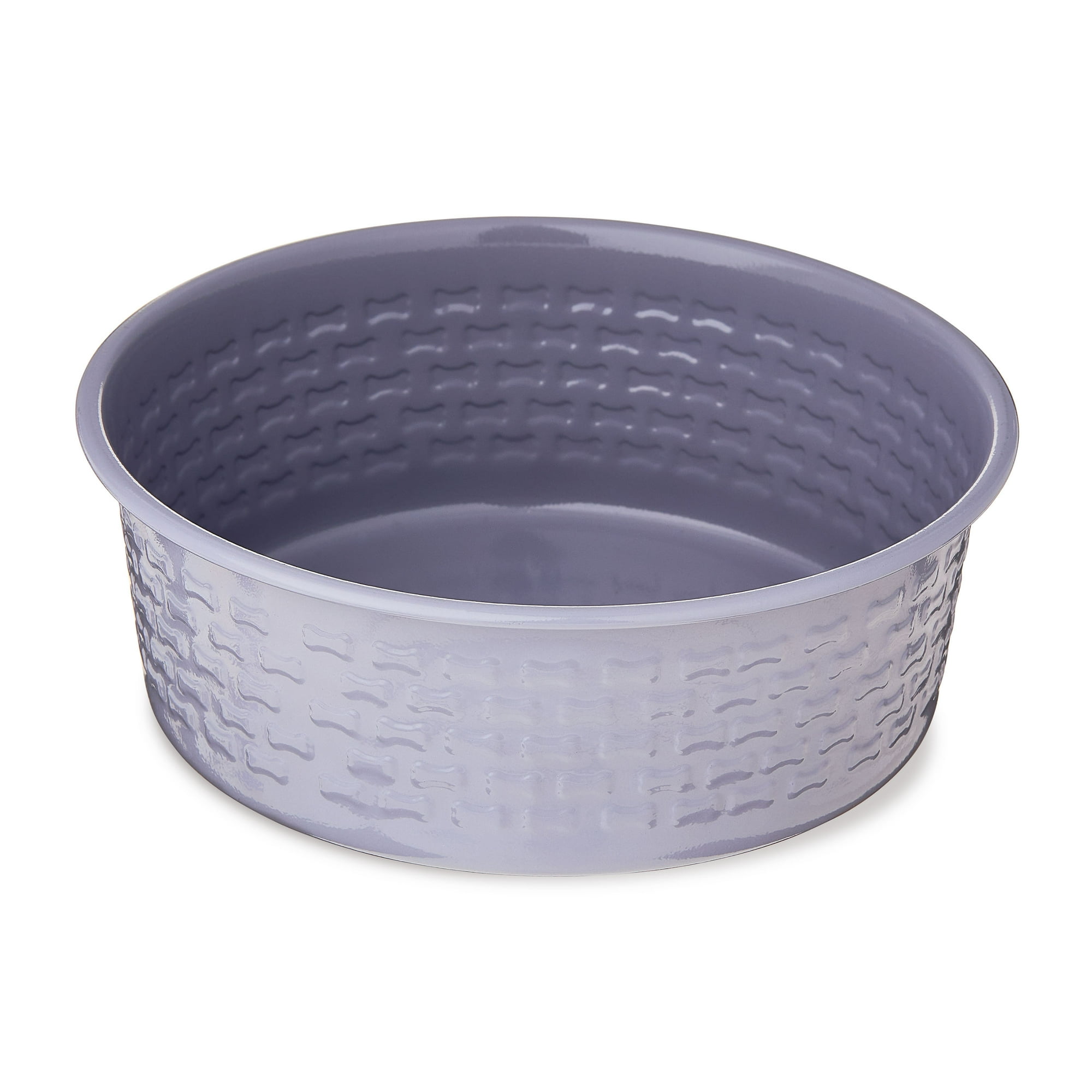 Vibrant Life Large Stainless Steel Embossed Dog Bowl, Purple Bones
