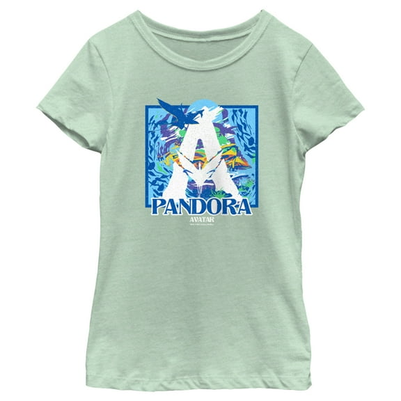 Girl's Avatar: The Way of Water Distressed Landscape Logo  Graphic Tee Mint Small