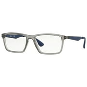 Ray-Ban Optical Unisex RX 7056-5814 Square Prescription Eyeglass Frames, Transparent Grey