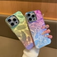 thumbnail image 4 of Gradient Plating Feather Pattern Holographic Laser Compatible with iPhone Case (Green,iPhone 15 Pro), 4 of 6