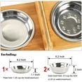 thumbnail image 3 of YY FOREYY Set of 2 Raised Pet Bowls for Dogs and Cats - Bamboo Tilted Single Elevated Dog Cat Food and Water Bowls Stand Feeder with 3 Stainless Steel Bowls and Anti Slip Feet for Comfort Feeding(S), 3 of 8
