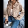 thumbnail image 4 of Chaquetas de de Larga para Mujer, de Algodón, con Solapa y Botones, para Otoño, para Exteriores, Abrigos Lisos de Moda. Caqui L, 4 of 10