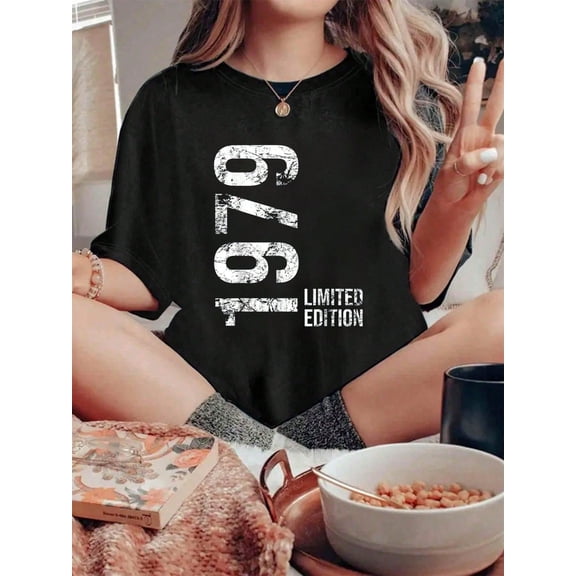 100% Cotton 45th Birthday 45 Years Old Man Woman Vintage 1979 T-Shirt Graphic Shirt Women