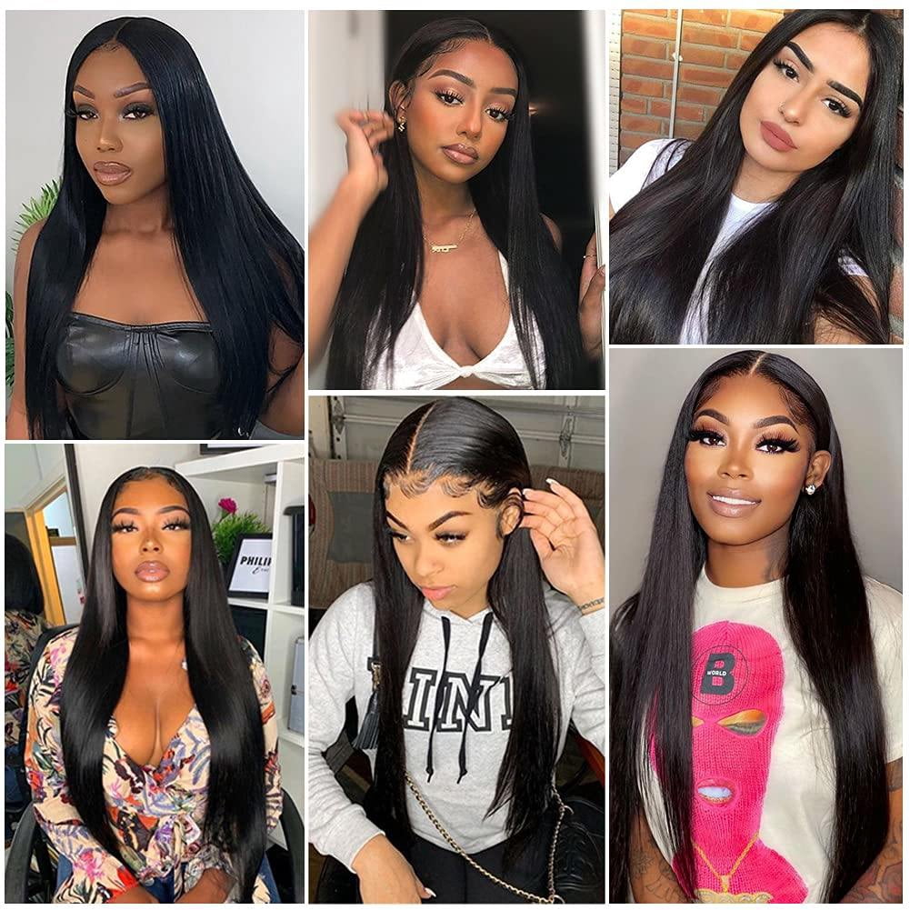 Brazilian Straight Hair 10A Unprocessed Straight Human Hair 3 Bundles Virgin Hair Straight Bundles Natural Color Can Be Dyed and Bleached (14" 14" 14")