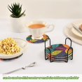 thumbnail image 6 of Leaves Colorful 6 Pcs Drink Coasters with Holder Absorbent Coasters Woven Coasters for Drinks Table Desk Protection Home Decor, 6 of 7
