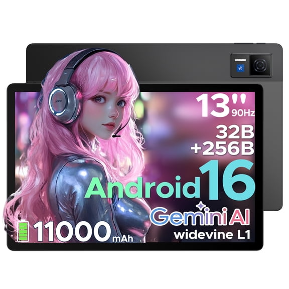 DOOGEE U13 Tablet with Gemini AI,Android 16 Tablet, 13 inch 11000mAh Battery,32GB 256GB, 90Hz Display Gaming Tablets, 13MP 8MP, 7.9mm Ultra-Thin Body, Face Unlock
