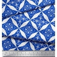 thumbnail image 3 of Soimoi Blue Japan Crepe Satin Fabric Geometrical Star Geometric Decor Fabric Printed Yard 42 Inch Wide, 3 of 3