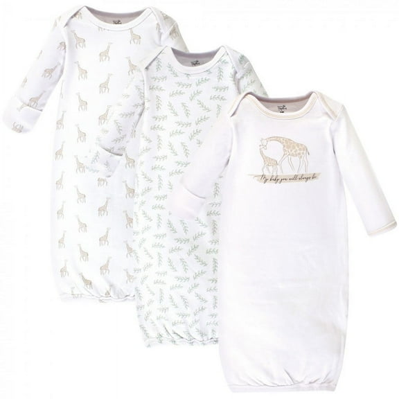 Touched by Nature Unisex Baby Organic Cotton Gowns, Little Giraffe, Preemie/Newborn