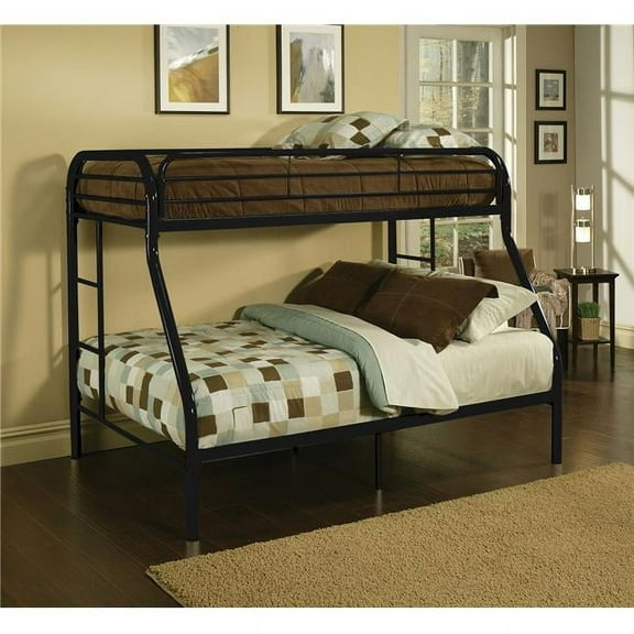 60 x 78 x 54 in. Metal Tube Twin Full Bunk Bed - Black