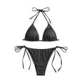 thumbnail image 2 of QUNYINEY String Women Bikini Set Thong Black 2 Piece Swimwear Tie Side Swimsuit Sets, 2 of 5