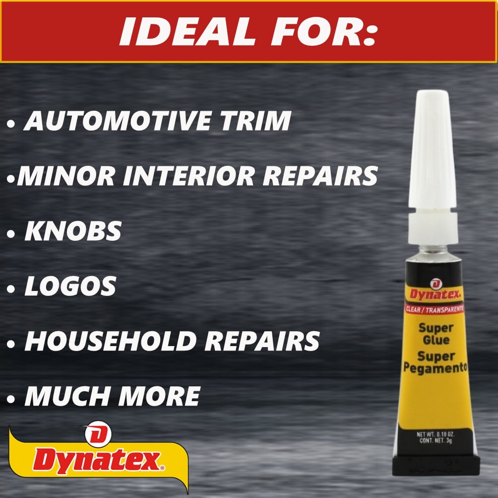 Dynatex .10 oz Super Glue Instant Adhesive - Bonds Glass Metal Plastic Rubber, 5000 PSI Strength, Clear Bond, Up to 175°F, Stronger Than Standard (12-Pack)