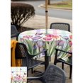 thumbnail image 5 of Outdoor Tablecloths with Umbrella Hole & Zipper, Tulips Spring Floral 54x54 Inch Square Tablecloths, Flowers Butterfly Plaid Pastoral Waterproof Table Cloth, Patio/Pool/Picnic Table Covers, 5 of 8
