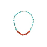 Mogul Bohemian Jewelry turquoise coral Beads Pendent Necklace - Artisan Crafted Beads Stones