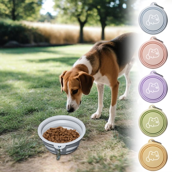 FEOLGEHLY Collapsible Dog Bowls for Travel, Dog Portable Water Bowl for Dogs Cats Pet, Foldable Feeding Watering Dish with Carabiners for Traveling Camping Walking, BPA Free, Light Blue
