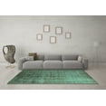 thumbnail image 3 of Ahgly Company Machine Washable Indoor Rectangle Oriental Turquoise Blue Industrial Area Rugs, 2' x 5', 3 of 4