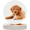 thumbnail image 2 of SKYSONIC Round Drink Coasters 1 Pcs Irish Doodle Pup Absorbent Ceramic Coaster with Cork Base for Coffee Cups Housewarming Gift for Home Decor, 2 of 6