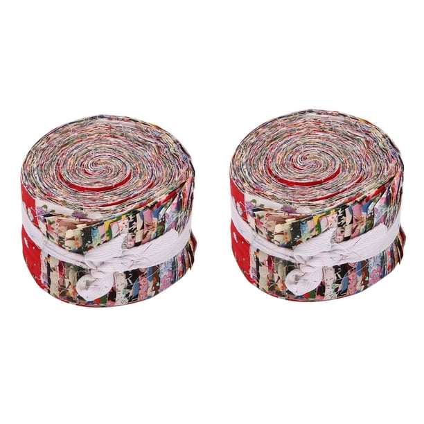 2X Tiras de Tela Rollo de Gelatina Paquetes de Tela Tiras de Tela para Acolchar Enrollar Flores Precortadas Patchwork con Patrones Surtidos