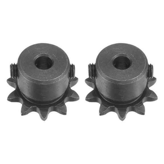 Uxcell #25 Chain Roller Sprocket, 5mm Bore 1/4" Pitch 10 Tooth Single Strand Chain Sprocket with Set Screws 2Pack