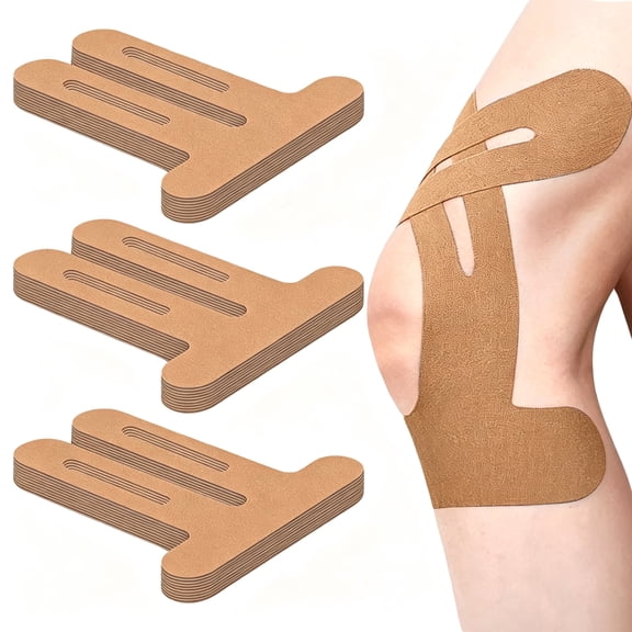 30 PCS Kinesiology Tape for Knees Precut Knee Support Pain Relief Elastic Breathable Skin Tone, Beige