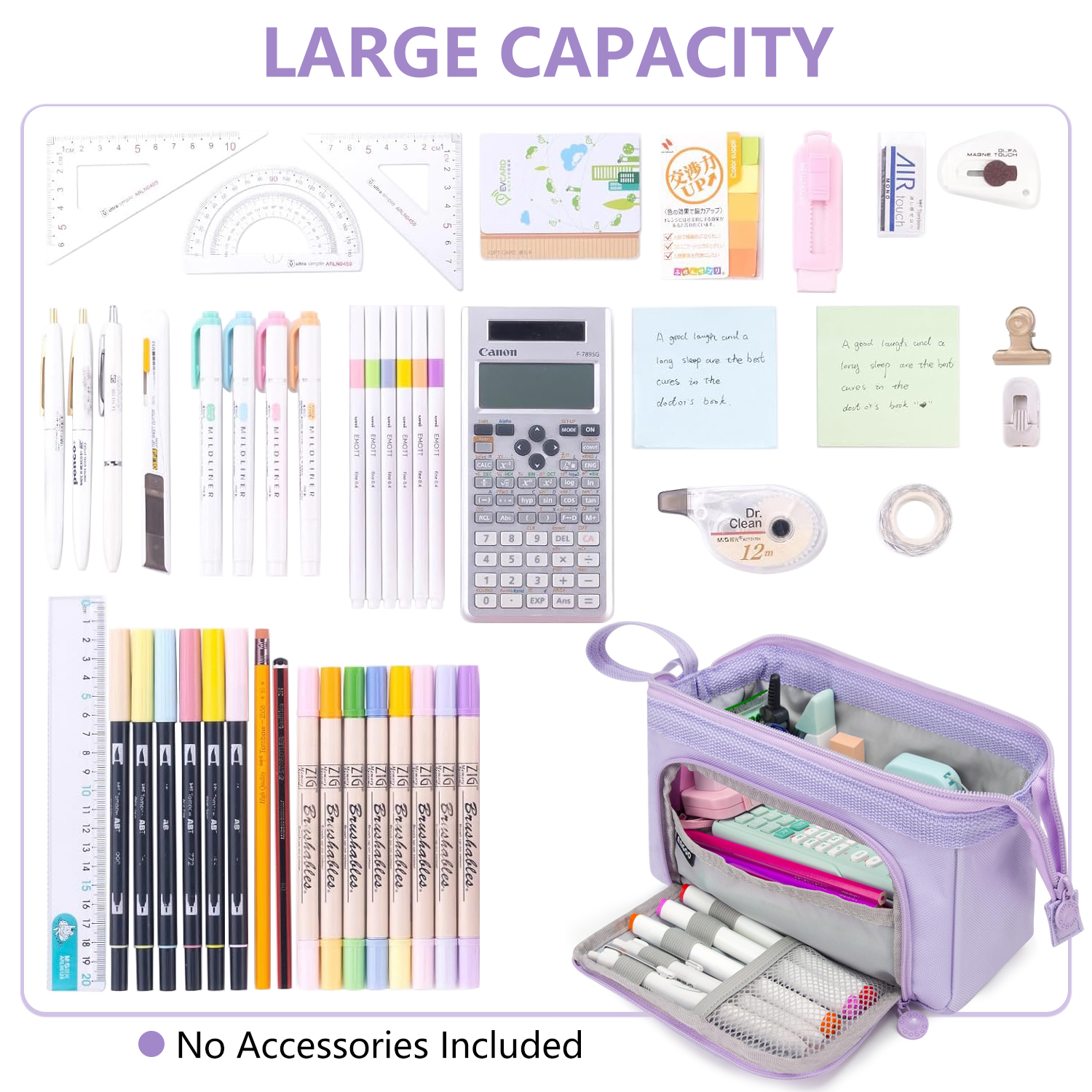 Rirool Large Capacity Pencil Case with Clear Window, Purple photo 4