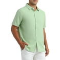 thumbnail image 4 of CAMISAS DE HOMBRE CORTAS INSPIRE CHIC, CON CUELLO PUNTA, BOTONES, PLAYERA DE PLAYA DE VERANO, COLOR VERDE CLARO, 4 of 5