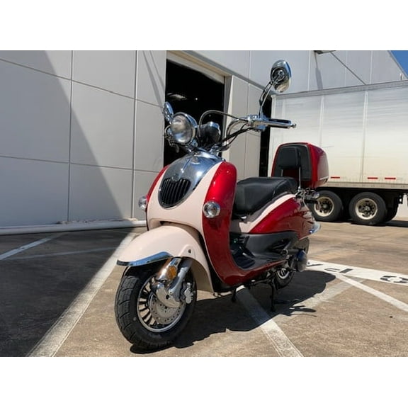 TrailMaster Sorrento 150 Scooter, 149.6cc 4-Stroke Engine, CVT Automatic, Electric & Kick Start, Max Speed 51 MPH, Dual Seat, (Pre-Assembled, Red)