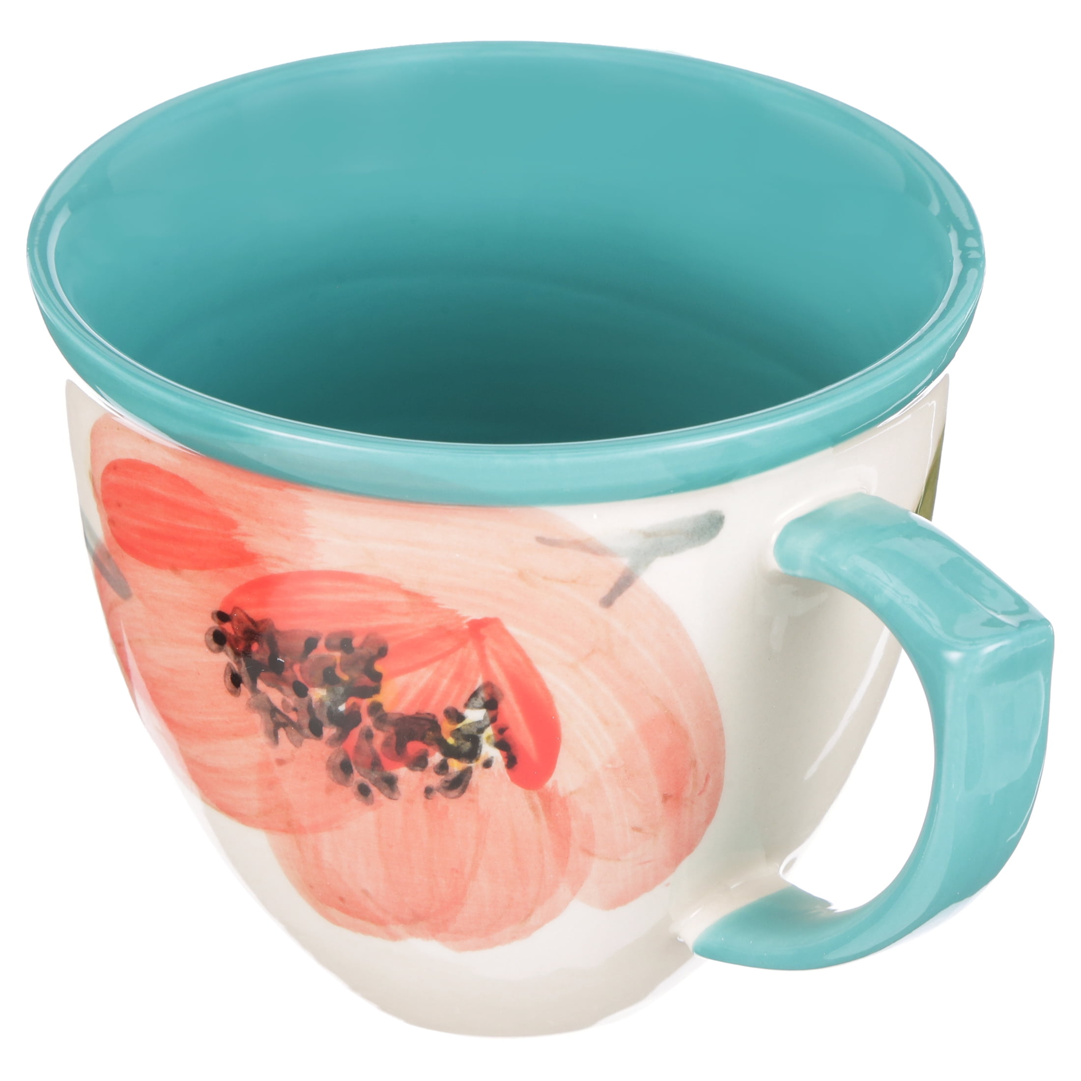 The Pioneer Woman Vintage Bloom Turquoise Cermaic 4-Piece 16-Ounce Coffee Mug Set