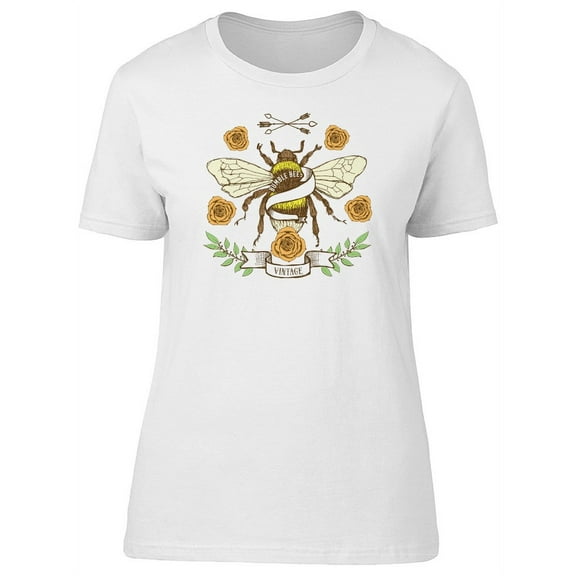 Bumble Bee Tattoo Style T-Shirt Women -Image by Shutterstock, Female Medium