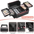 thumbnail image 3 of Rolling Makeup Case Large, 4 in 1 Professional Makeup Train Case, Cosmetic Storage Organizer Cosmetic Travel Case with Folding Trays, Wheels and Aluminum Frame, Black, 3 of 8