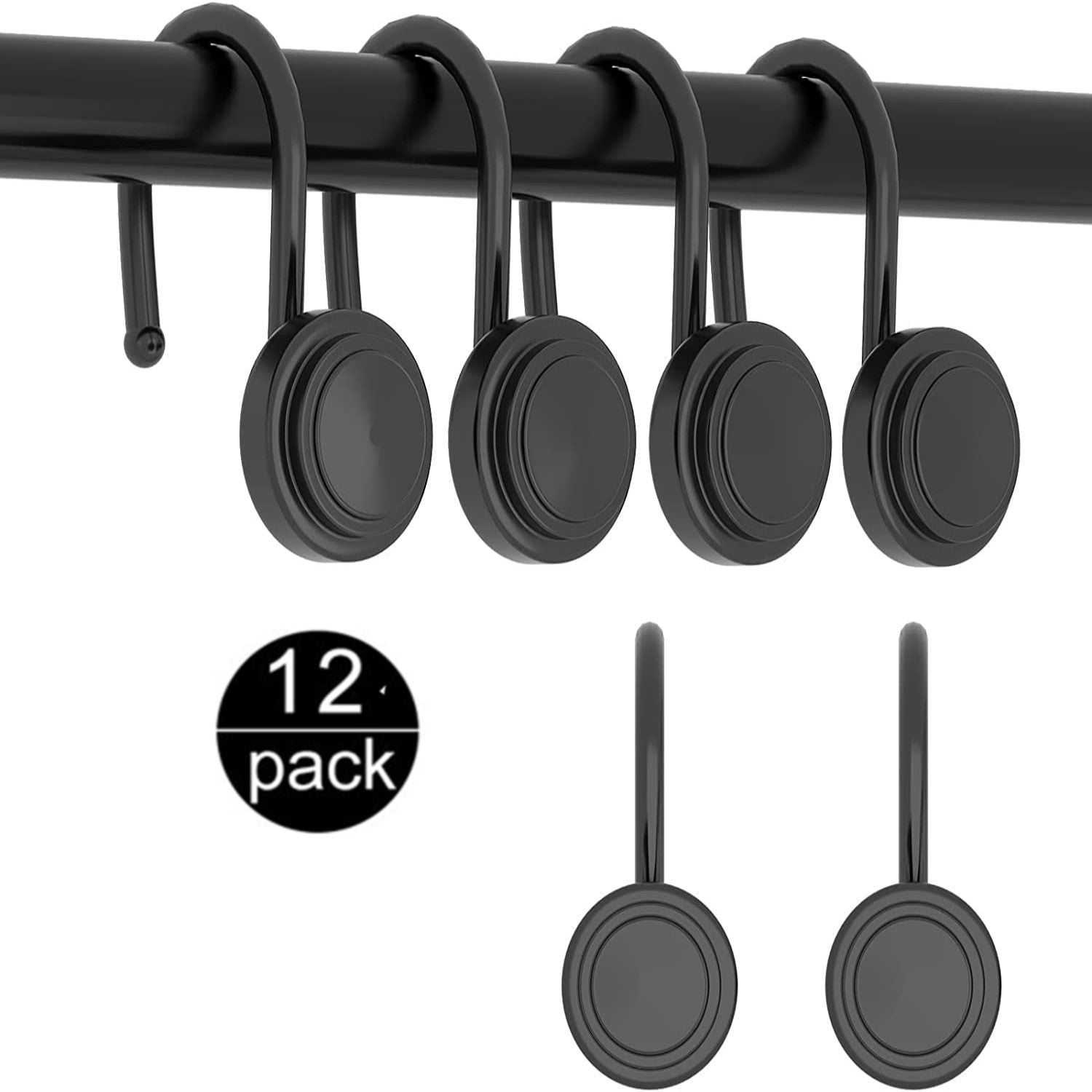 Werseon Black Shower Hooks ,black Shower Curtain Hooks for Bathroom