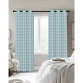 thumbnail image 4 of Aqua Blue Green Blackout Curtains for Bedroom Living Room Darkening Curtains 84 Inch Length 2 Panels Set Checkered Plaid Gingham Lattice Trellis Window Curtain Window Treatment Grommet Drapes 42"x84", 4 of 9