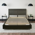 thumbnail image 1 of Floating Wood Bed with Headboard (Bark Grey and Black) - Queen, 1 of 1