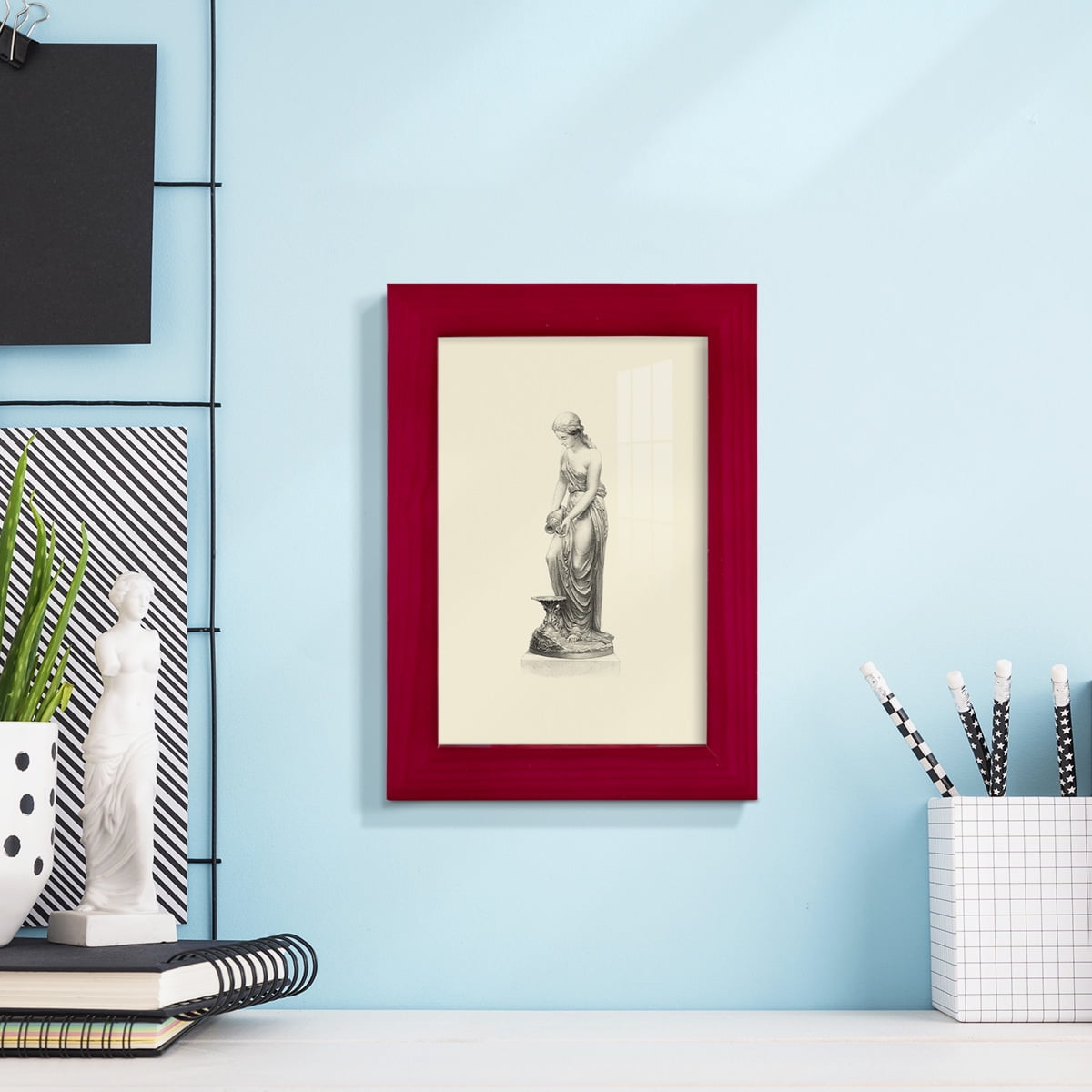 Classical Statuary II -Framed Print w/glass-Cherry Red