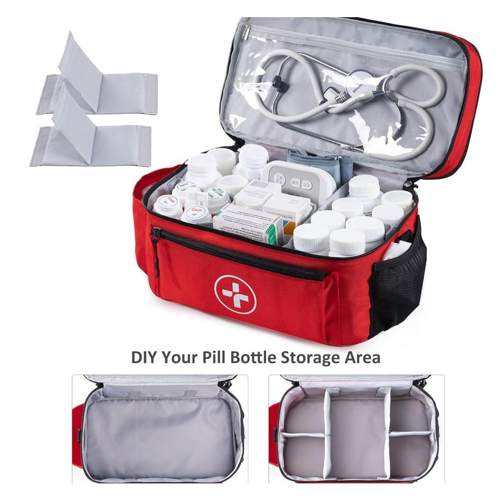 Water Resistant First Aid Storage Bag With Removable Compartments Suitable For Emergency Supplies Home Travel Essential