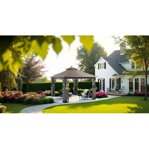 APEX GARDEN RosaBella 10' x 12' Gazebo with Mosquito Net