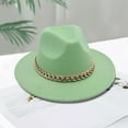 thumbnail image 4 of Skymirror Performance Hat Thick Chain Decor Dome Solid Color Jazz Hat Wide Brim Retro Photo Prop Fedora Winter Autumn Panama Cap, 4 of 8