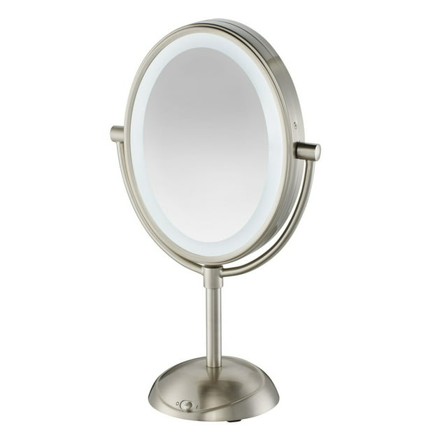 Lighted Vanity Mirror With Led Lights, Conair Satin Chrome Led Vanity Mirror