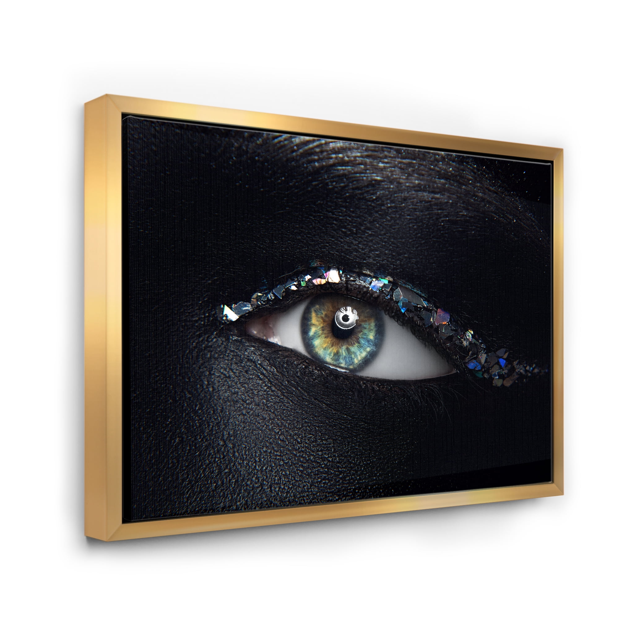 Girl Eyes With Multi-Colored Glass Sparkles 32 in x 16 in Framed Photography Canvas Art Print, by Designart